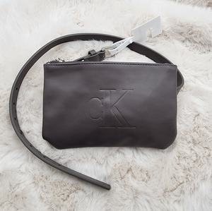 Calvin Klein belt‎ bag NWT small/petite fanny pack gray vegan leather